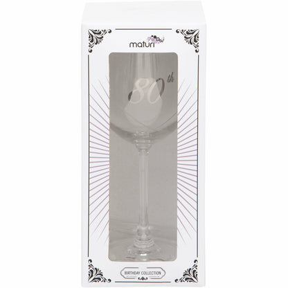 Etched Heart Wine Glass - 80th
