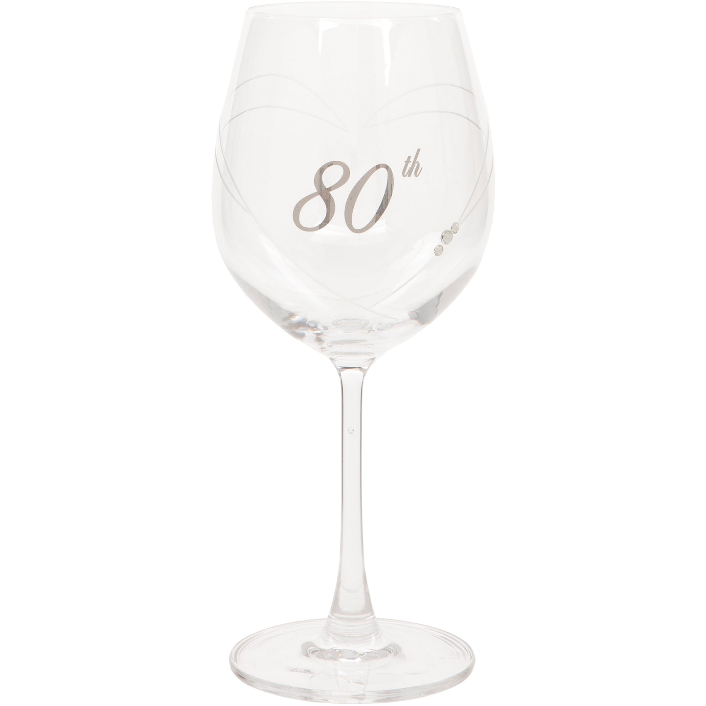 Etched Heart Wine Glass - 80th