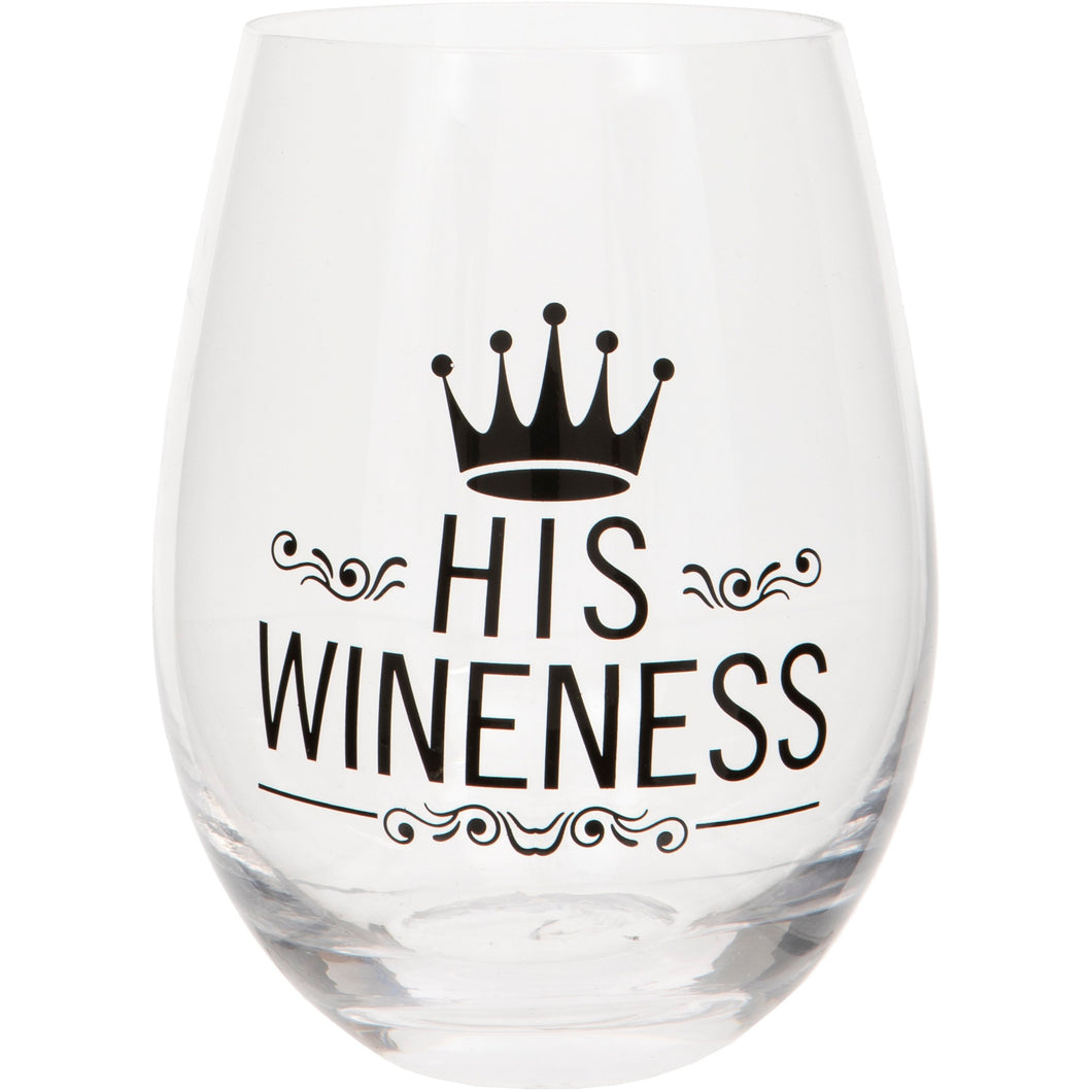 His Wineness Stemless Wine Glass