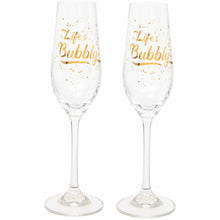 Load image into Gallery viewer, Set of Two &#39;Life&#39;s Bubbly&#39; Champagne Flutes