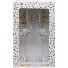 Load image into Gallery viewer, Set of Two &#39;Let&#39;s Get Fizzical&#39; Champagne Flutes