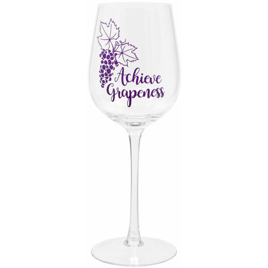 'Achieve Grapeness' Wine Glass