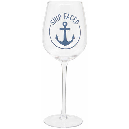 'Ship Faced' Wine Glass