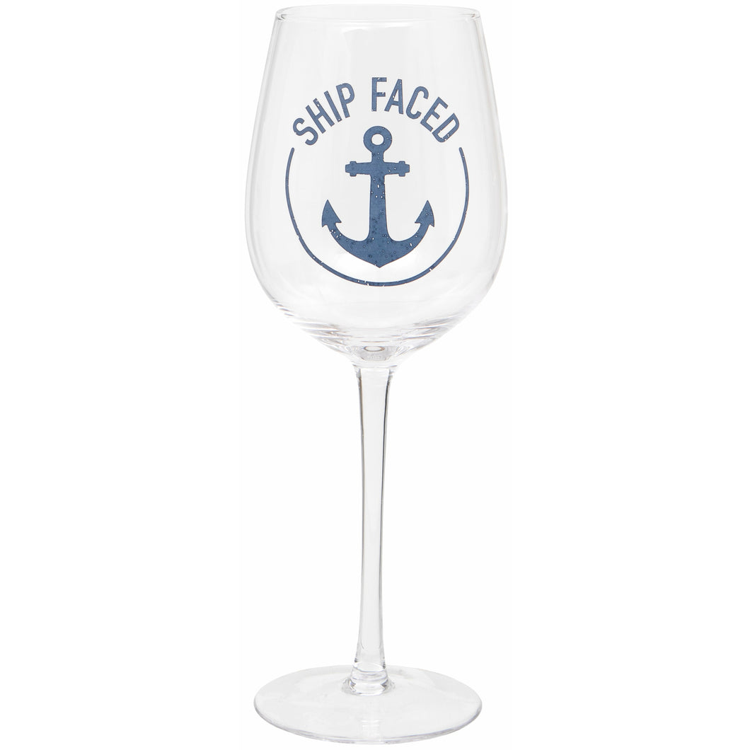 'Ship Faced' Wine Glass