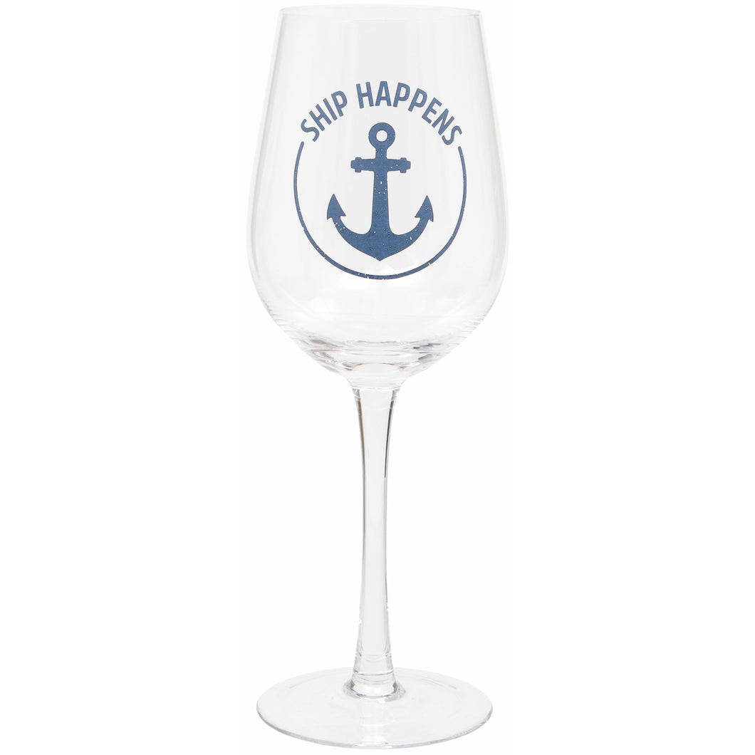 'Ship Happens' Wine Glass