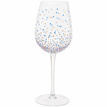 Load image into Gallery viewer, Hand Painted Blue Dot Wine Glass