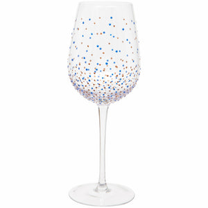 Hand Painted Blue Dot Wine Glass