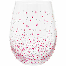 Load image into Gallery viewer, Hand Painted Red Dot Stemless Wine Glass