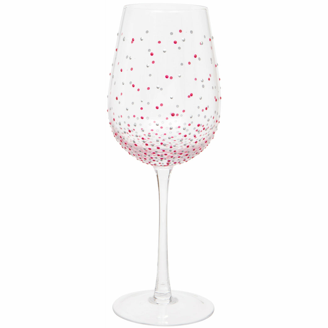 Hand Painted Red Dot Wine Glass