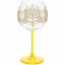 Load image into Gallery viewer, Hand Painted Gold Flock Gin Glass