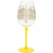 Load image into Gallery viewer, Hand Painted Gold Flock Wine Glass