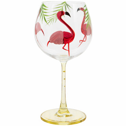 Hand Painted Flamingo Gin Glass