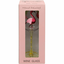 Load image into Gallery viewer, Hand Painted Flamingo Wine Glass