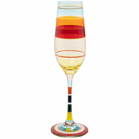Hand Painted Light Stripe Champagne Flute