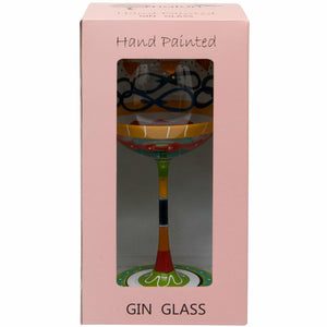 Hand Painted Multi Print Gin Glass