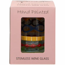 Load image into Gallery viewer, Hand Painted Multi Print Stemless Wine Glass
