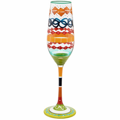 Hand Painted Multi Print Champagne Flute