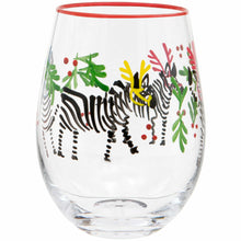 Load image into Gallery viewer, Hand Painted Zebra Stemless Wine Glass