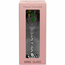 Load image into Gallery viewer, Hand Painted Zebra Wine Glass