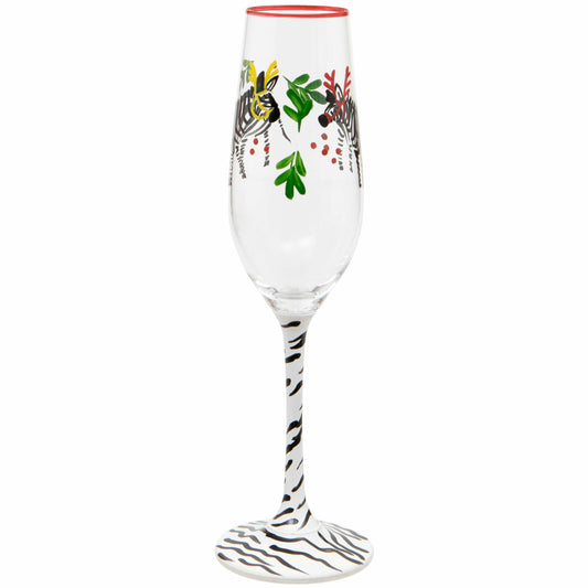 Hand Painted Zebra Champagne Flute