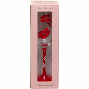 Hand Painted Kiss Champagne Flute
