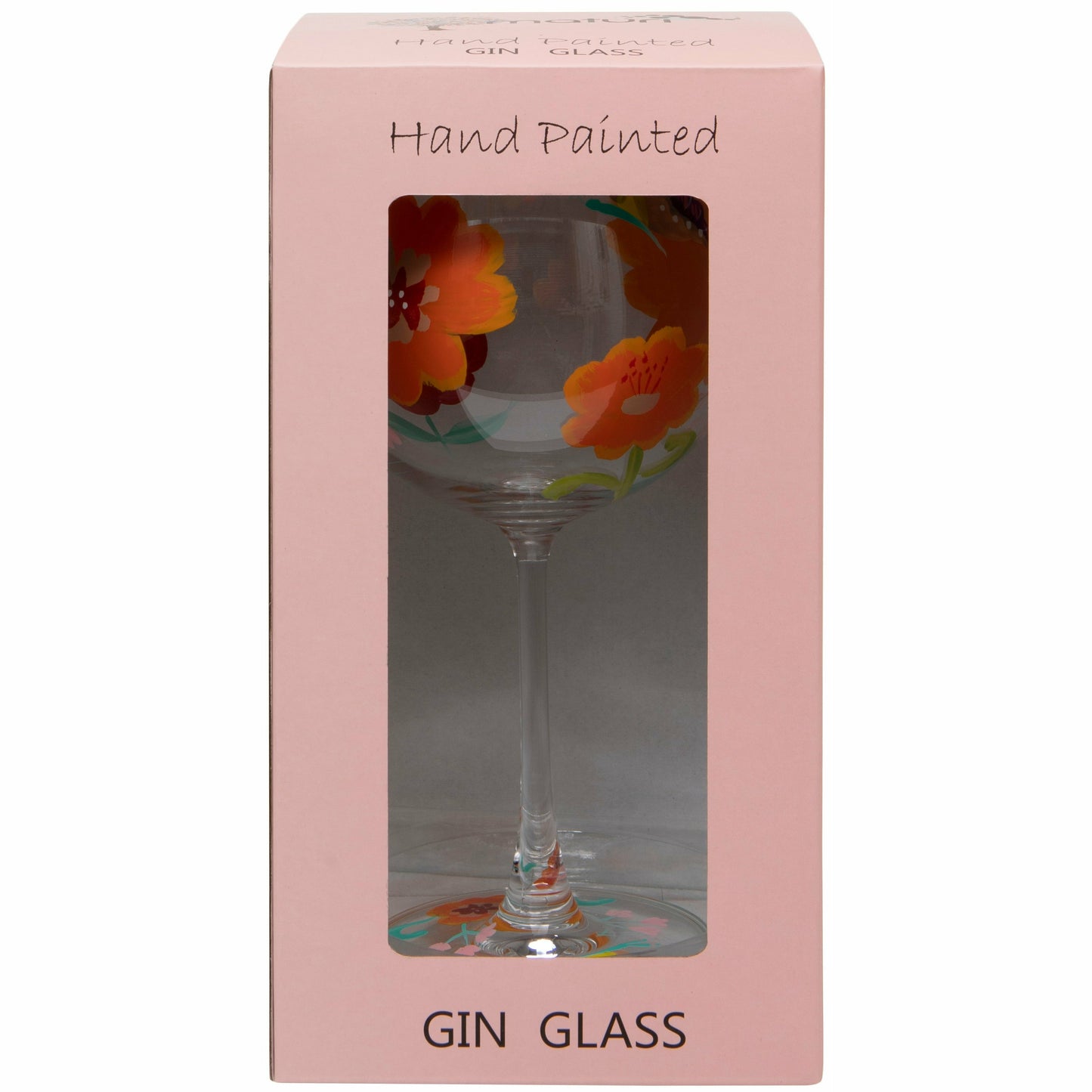 Hand Painted Flowers Gin Glass