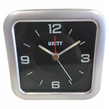 Square Beep Alarm Clock in Silver and Black