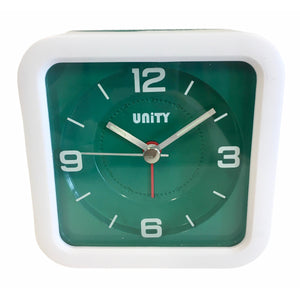 Square Beep Alarm Clock in Green and White