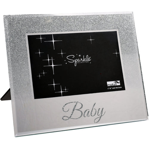 Baby Mirrored Silver Glitter 6 x 4 Inch Photo Frame