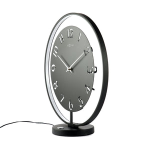 NeXtime - Table clock – 40 x 40.5 cm - Metal - Light unit- Black - 'Ting Table'