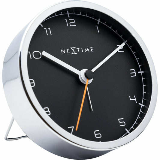 NeXtime - Alarm clock - 9 x 9 x 7.5 cm - Metal - Black - 'Company Alarm'