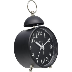 NeXtime - Alarm clock – Ø 16 cm - Metal – Black– Loud Alarm- 'Single Bell'