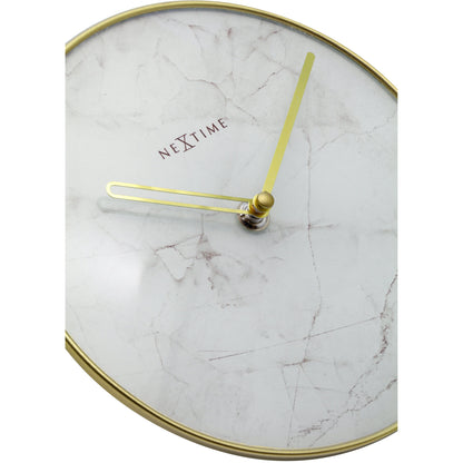 NeXtime- Table / Wall clock - Ø 20 cm - Glass / Metal - White - 'Marble'
