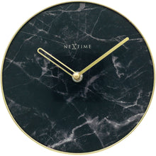 Load image into Gallery viewer, NeXtime- Table / Wall clock - Ø 20 cm - Glass / Metal - Black - &#39;Marble&#39;