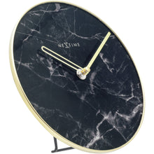 Load image into Gallery viewer, NeXtime- Table / Wall clock - Ø 20 cm - Glass / Metal - Black - &#39;Marble&#39;