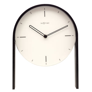 NeXtime- Table clock - 27 x 21 x 6,5 cm - Wood - White - 'Noa Table'