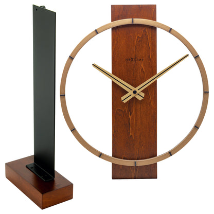 NeXtime- Table / Wall clock - 34 x 27 cm - Wood/Steel - Brown - 'Carl Small'
