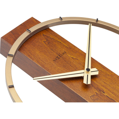 NeXtime- Table / Wall clock - 34 x 27 cm - Wood/Steel - Brown - 'Carl Small'