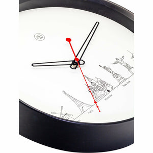 nXt- Wall clock - Ø 30 cm - Plastic - Black / White - 'Worldtour'