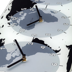 NeXtime - Wall clock – 50 x 18.6 x 3.6 cm - Glass – World time clock- White - 'Mondial'