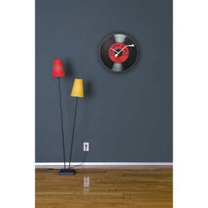 NeXtime - Wall clock- Ø 43 cm- Glass- Black- 'Vinyl Tap'