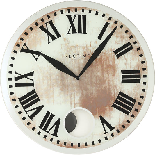 NeXtime - Wall clock – 43 x 4.2 cm - Glass - White - 'Romana'