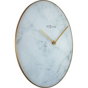 NeXtime - Wall clock - Ø 40 cm - Glass / Metal - White - 'Marble'