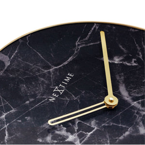 NeXtime - Wall clock - Ø 40 cm - Glass / Metal - Black - 'Marble'