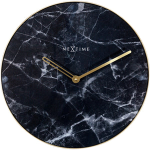 NeXtime - Wall clock - Ø 40 cm - Glass / Metal - Black - 'Marble'