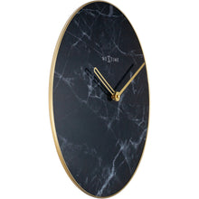 Load image into Gallery viewer, NeXtime - Wall clock - Ø 40 cm - Glass / Metal - Black - &#39;Marble&#39;