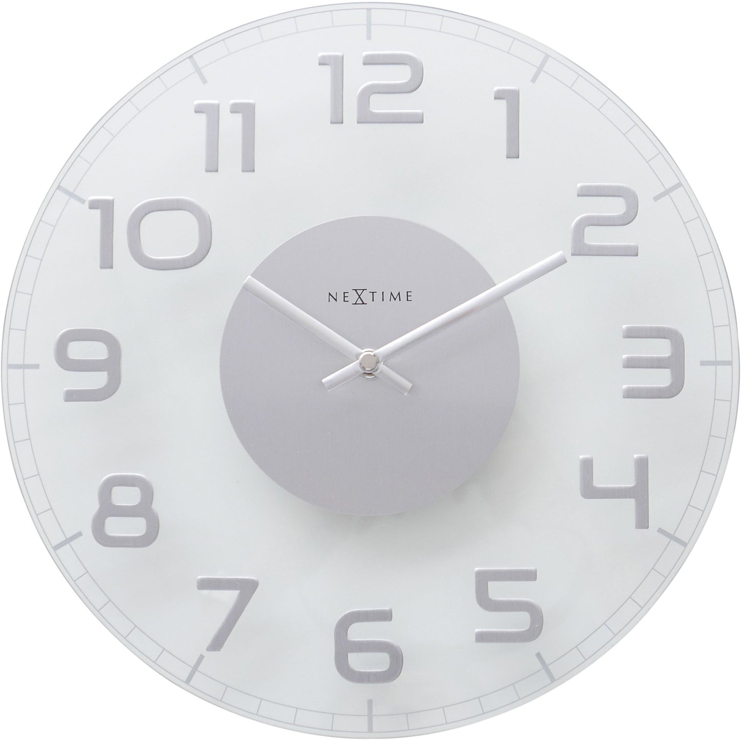 NeXtime - Wall clock – Ø 30 cm - Glass – Transparent – 'Classy Round'