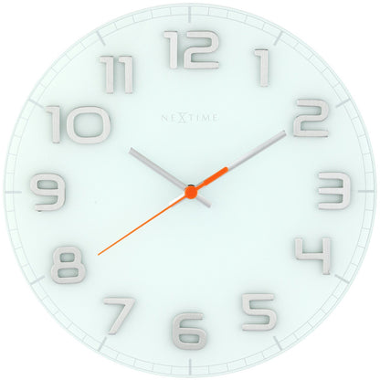 NeXtime - Wall clock -  30 x 3.5 cm - Glass - White - 'Classy Round'