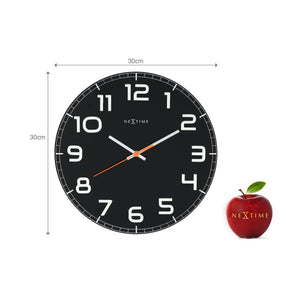 NeXtime - Wall clock – 30 x 3.5 cm - Glass - Black - 'Classy Round'
