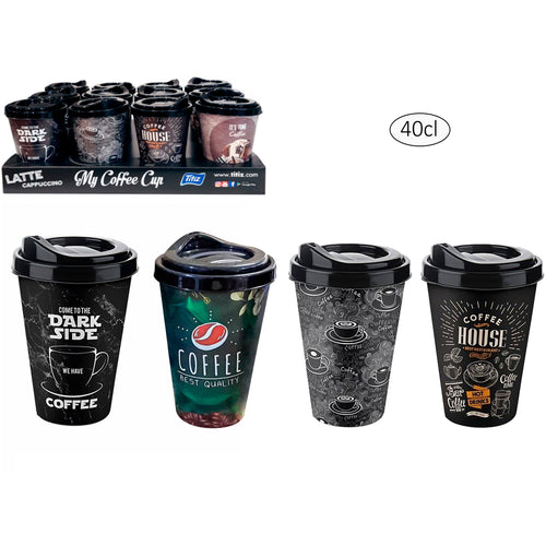 Reusable Coffee Cup with Lid - 4 Designs